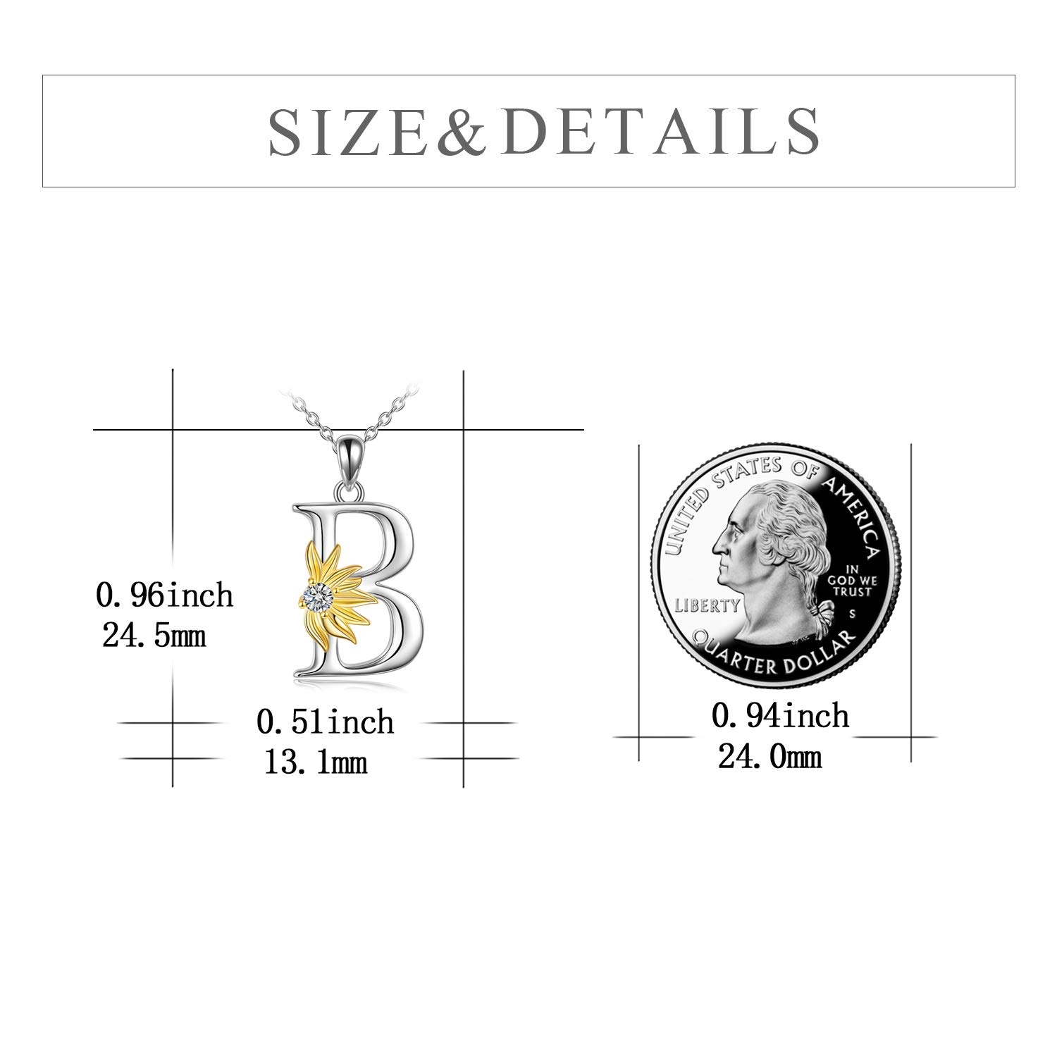 VONALA Collana in argento sterling 925 con girasole, in argento Sterling con lettera dell'alfabeto iniziale, con ciondolo a forma di girasole, idea regalo per donne e ragazze