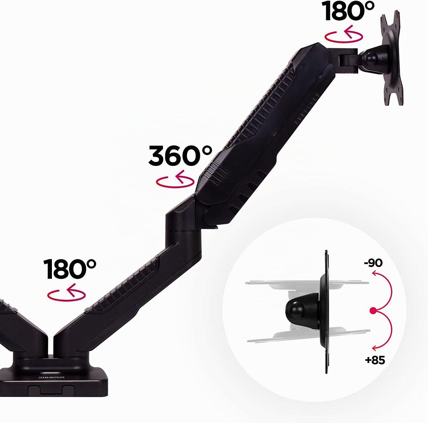 Duronic DMDCL1X1 Support d’écran et Ordinateur Portable VESA 75 100 | Bras pour moniteur d’ordinateur 15 à 27 pouces Support pour laptop Rotatif 360° Inclinable 85° Pivot 180° Charge max 6,5 kg