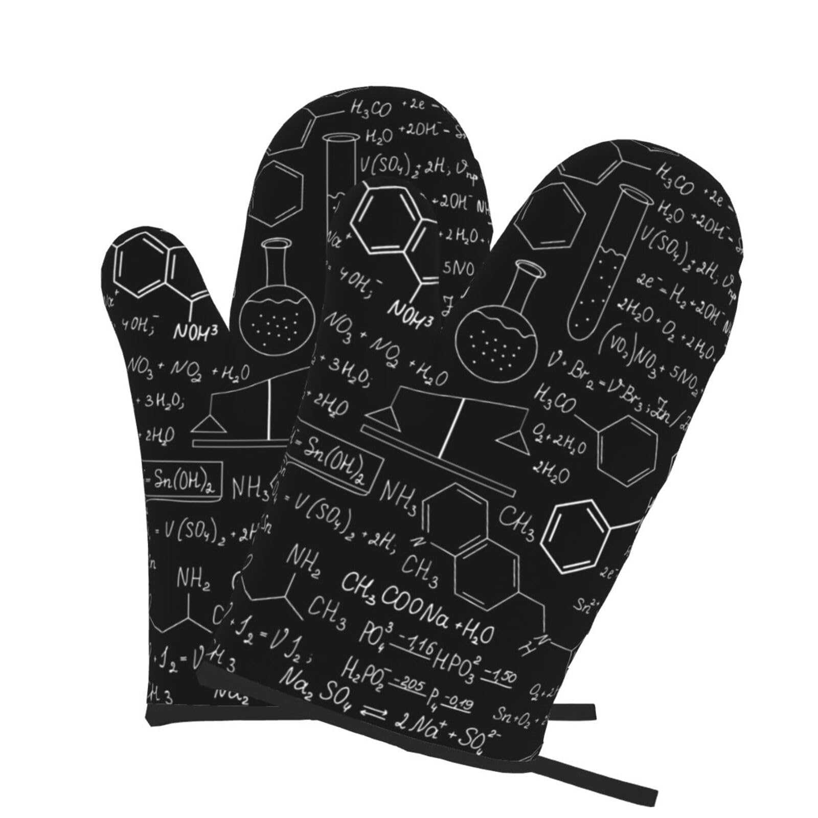 Oven Mitts Set of 2 Pcs, Abstract Science Chemistry Prints Heat Resistant Kitchen Gloves for Cooking Baking Grilling