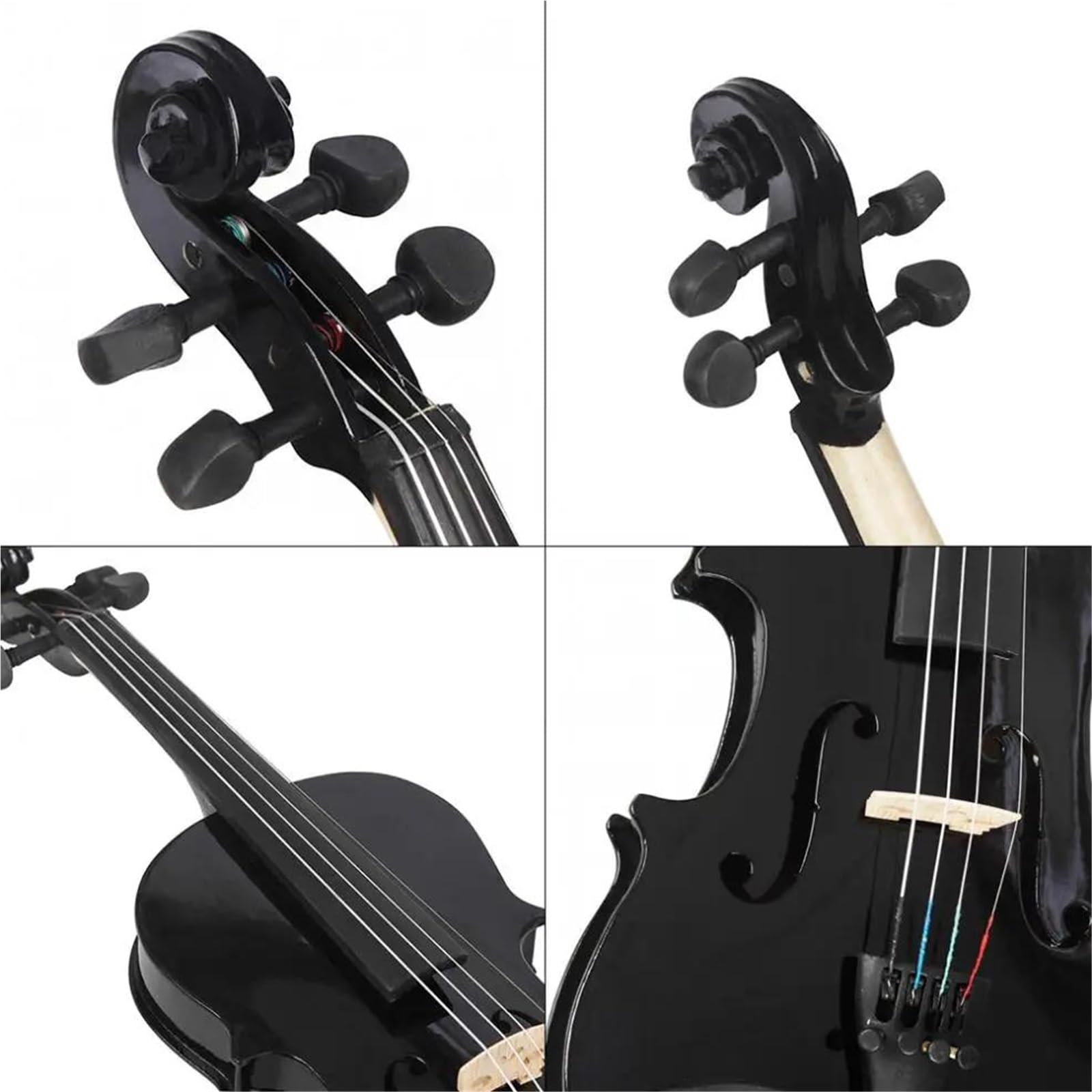 Kit Di Violino Professionale Violino Acustico Leggero Nero A Grandezza Naturale 4/4 Con Custodia E Archetto Per Principianti Di Violino