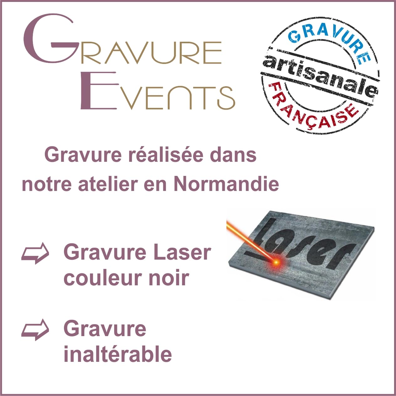 Gravure Events - Couteau de Marque Laguiole Bougna personnalisé avec prénom gravé - Cadeau pour homme : fête des pères, papa, tonton, grands pères (papi, papy) anniversaire, noël - burl (Lame 10.5cm)