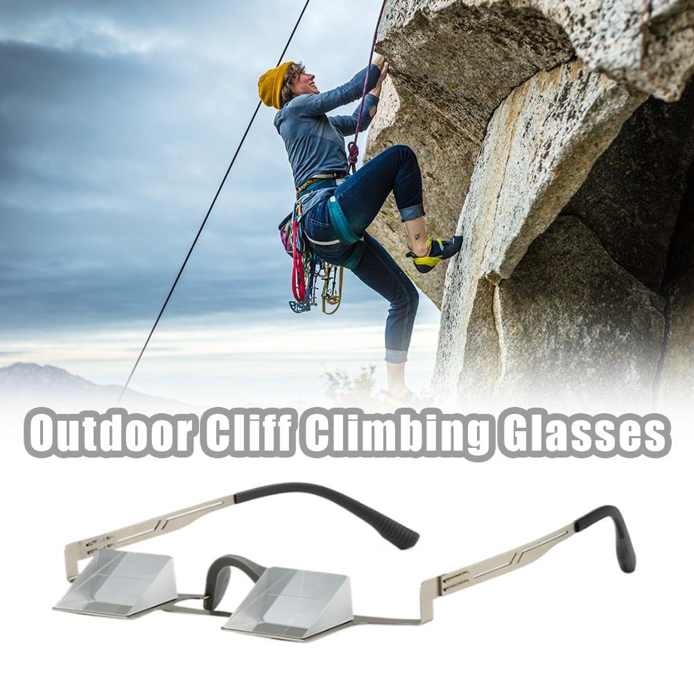 Prism Belay - Occhiali professionali in vetro ottico a 90° per protezione del collo, montatura leggera in titanio, ampio campo visivo per arrampicata su roccia interna/esterna, attrezzatura di