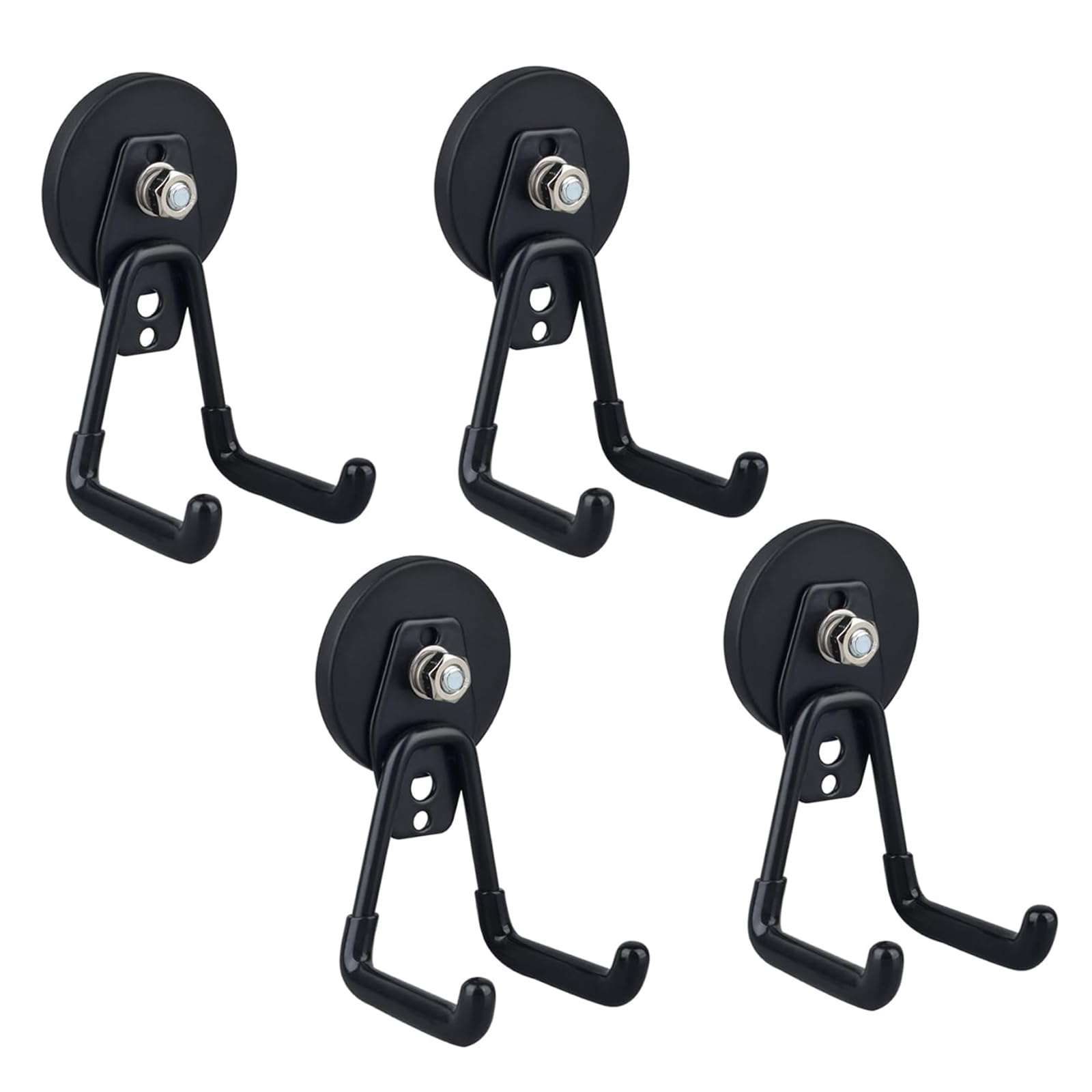 4 haczyki magnetyczne neodymowe, 66 mm, powlekane TPE, czarne – bardzo mocne