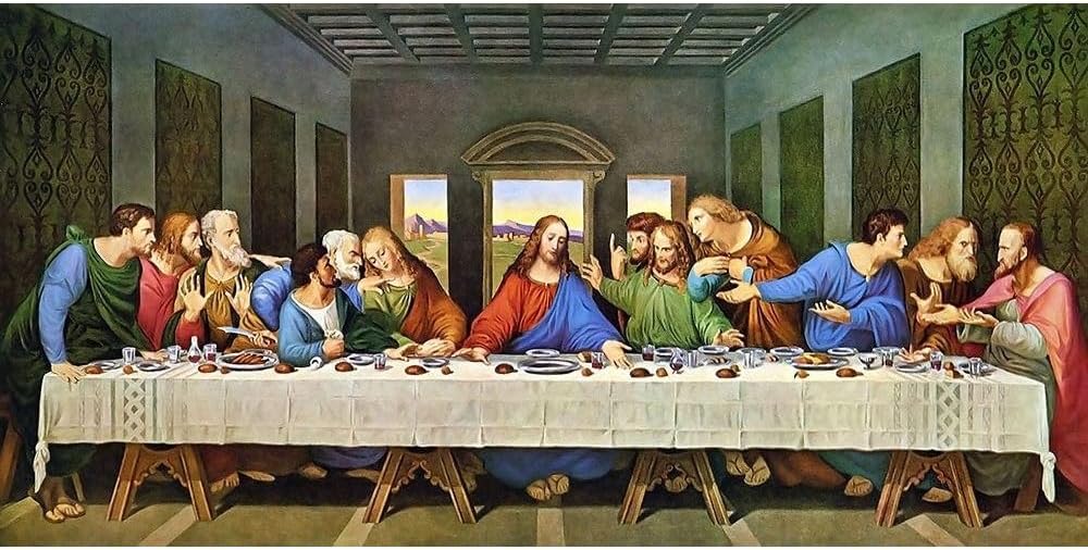 ArtDirect The Last Supper Original 40x22 Extra Large Black Modern Wood Framed Art Print by da Vinci, Leonardo