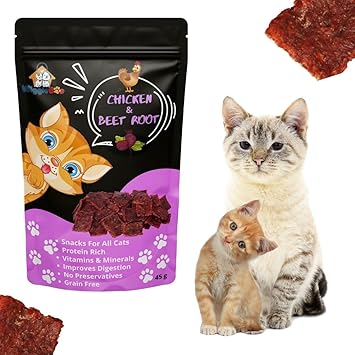 WiggleBoo Chicken & Beetroot Cat Treat | Helps Immune System & Digestion | Crunchy Healthy Snacks | 100% Natural | 45g