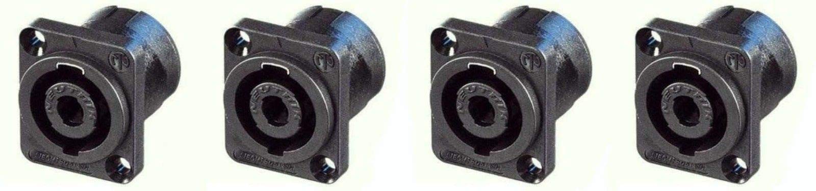 (4) Neutrik NL4MPXX 4-Pole Locking Speaker Speakon 4 Pin Panel Mount, Solder Tabs