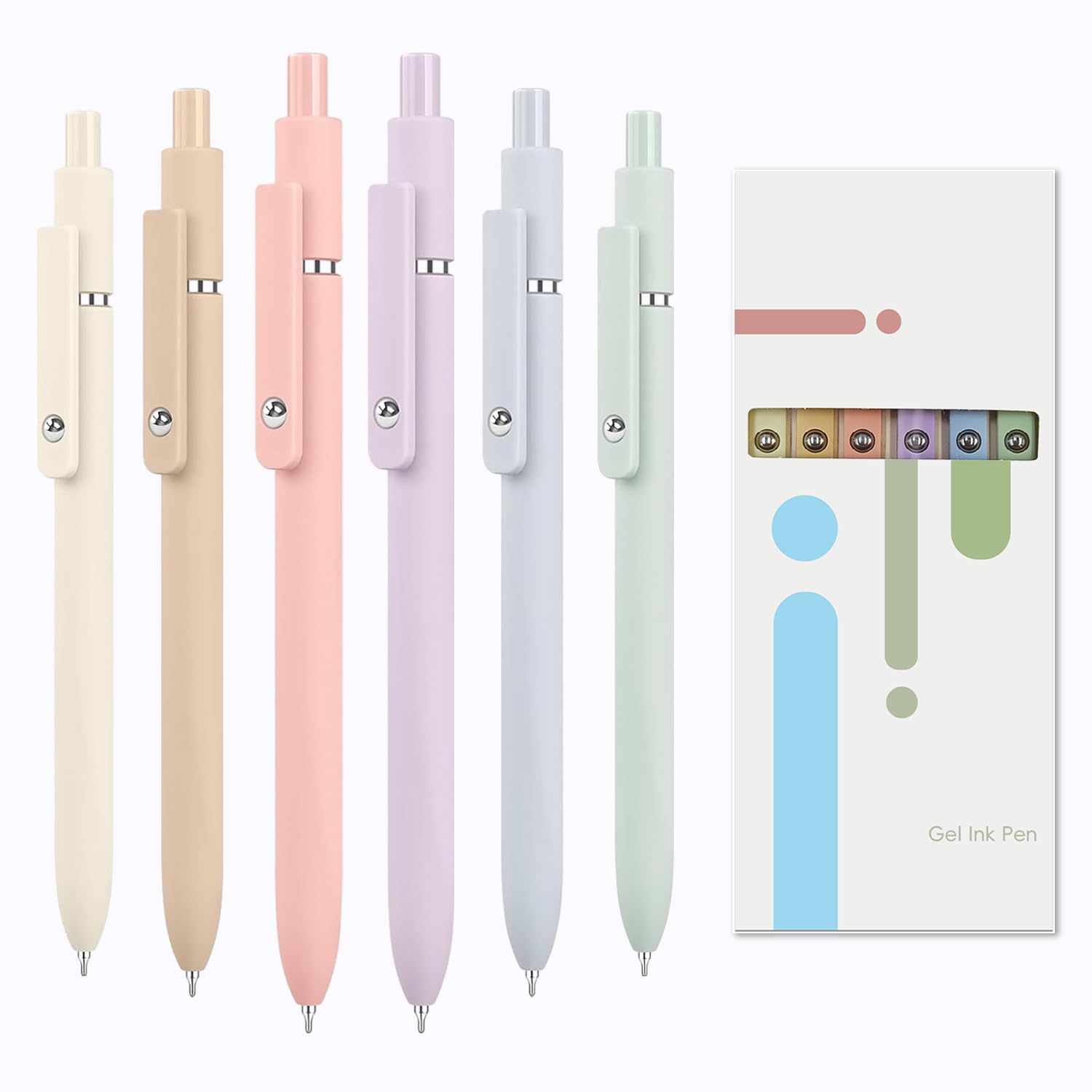 ACEESACEES Gel Pens,6Pcs 0.5mm Fine Point Black Ink Pens With Smooth Writing,Quick Dry Pens For Journaling,Cute Nice Aesthetic Pen,Office School Supplies for Women Men Student(Macaron)