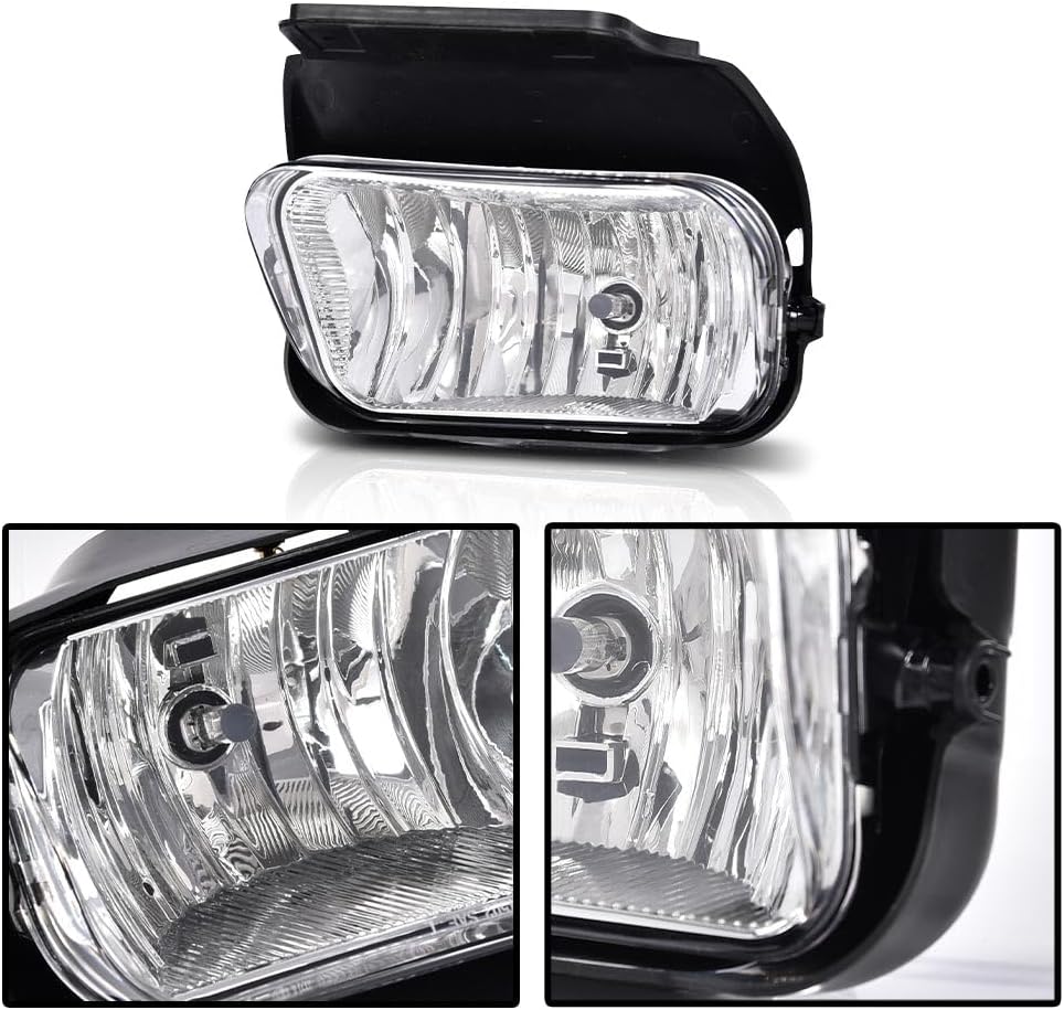LQI Fog Lights Assembly w/Bulbs Compatible with Chevy Silverado 1500 2500 3500 2003-2007, Fit Chevy Avalanche 1500 2500 2002-2006 Left & Right Front Bumper Fog Lamps Luces antiniebla, Clear Lens