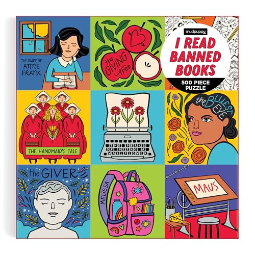 Mudpuppy I Read Banned Books - 500 Piece Family Puzzle with Colorful and Fun Illustrations of Infamously Banned Books for Children Ages 8 and Up - Image 2