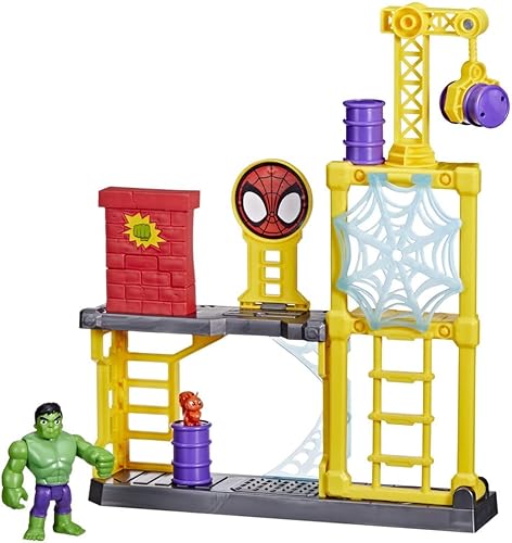 Spidey and His Amazing Friends Hulk's Smash Yard - Juguete preescolar, juego de Hulk con torre derribante y pared aplastante, niños a partir de 3