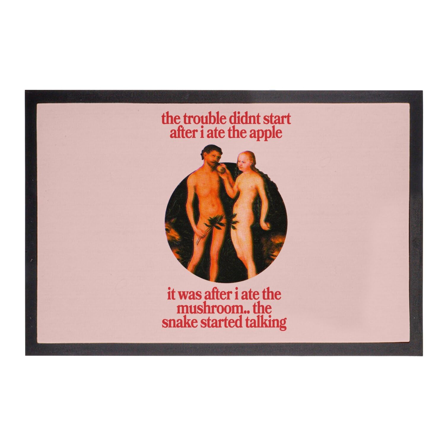 Paillasson Rose Fabulous 75x50cm avec illustration collage vintage Adam et Eve