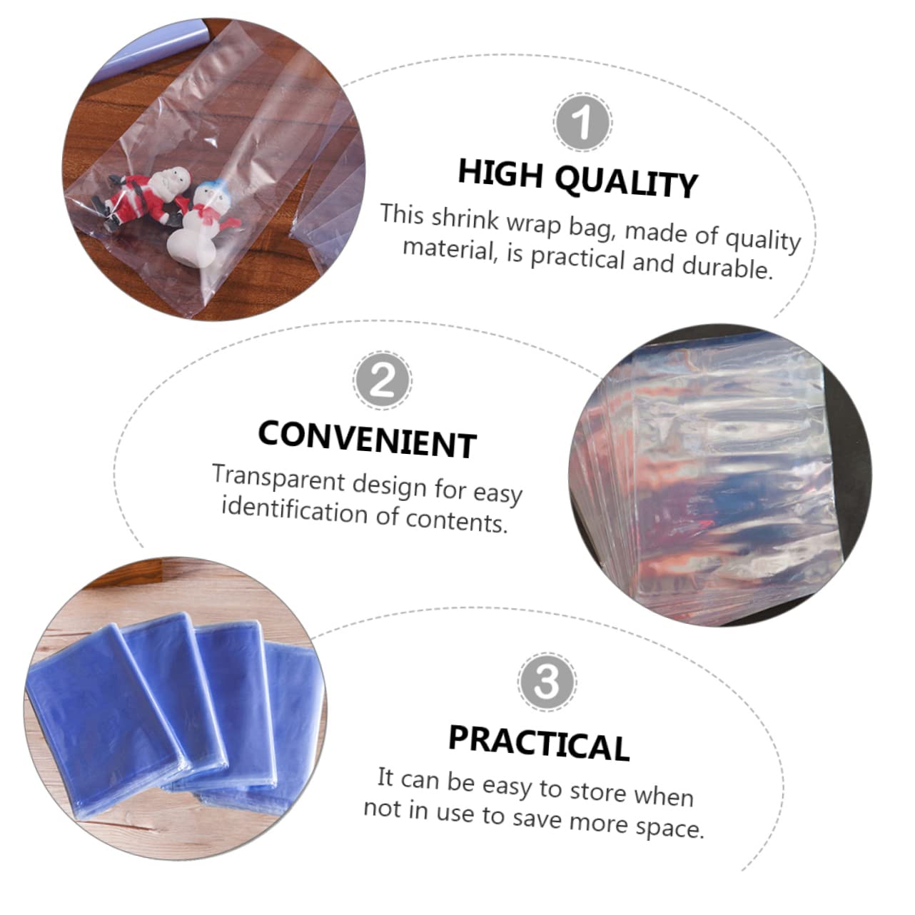 ULTECHNOVO 1pack Shrink Film Bags Portable Heat Shrink Wrapping Bags for Household Use Easy Sealing and Moisture Protection for Packaging Items