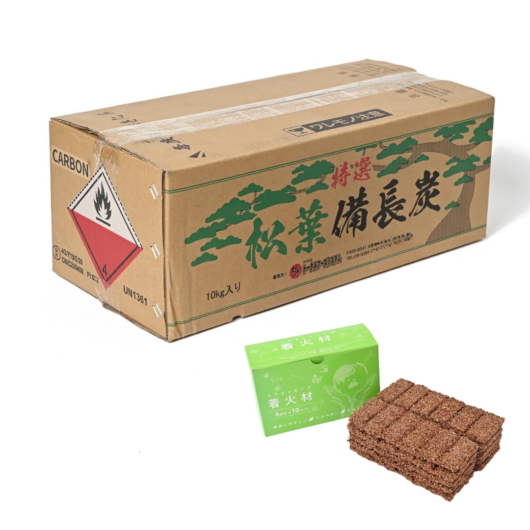 七輪 + 松葉備長炭3kg + 着火材　セット Amazon.co.jp: オガ炭 松葉 備長炭 おが炭 バーベキュー炭 BBQ 七輪用