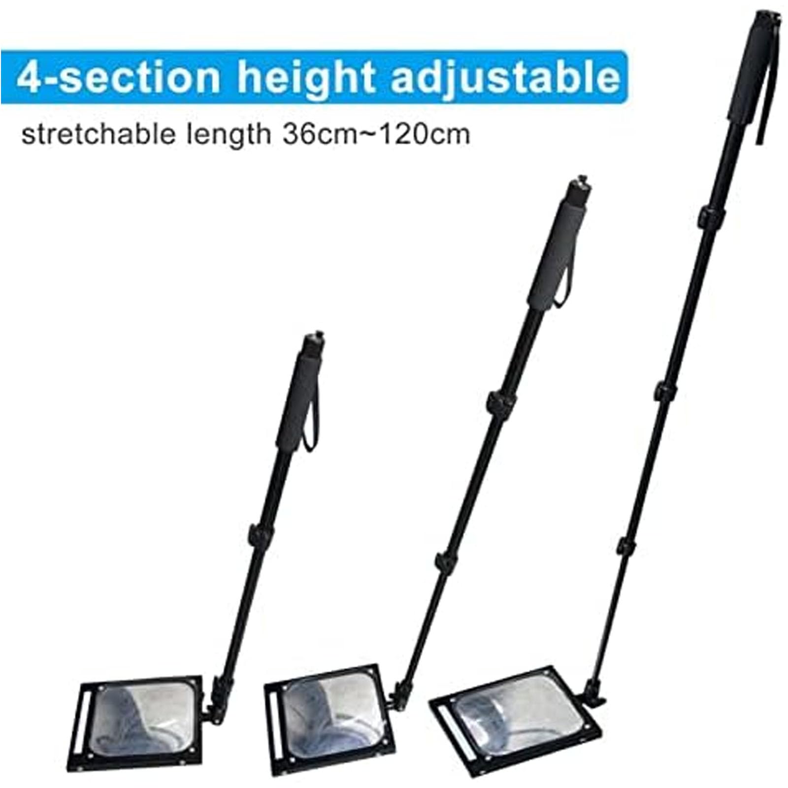Specchietto per ispezione sotto il veicolo con luce LED, angolo regolabile, maniglia telescopica 36-120 cm, 20 x 17 cm, per ispezioni di sicurezza e sicurezza