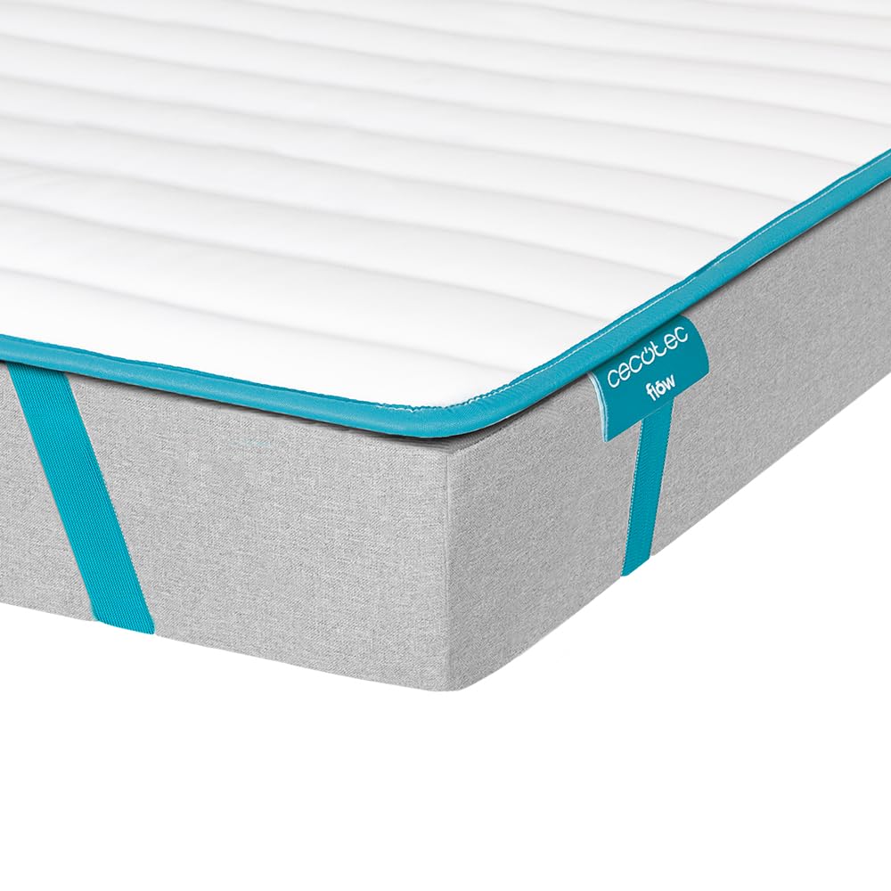 Cecotec Topper Acolchado Flow TopCloud 135x190. Cubrecolchón Sobrecolchón. Espuma Supersuave y Fibra Siliconada de 5 cm de Altura, 4 Correas Elásticas Antideslizantes para una Mejor Sujeción