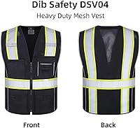 Vista 21 de Dib Safety - Chaleco reflectante amarillo de malla, chaleco de alta visibilidad con bolsillos y cremallera, clase 2 ANSI de alta resistencia, hecho