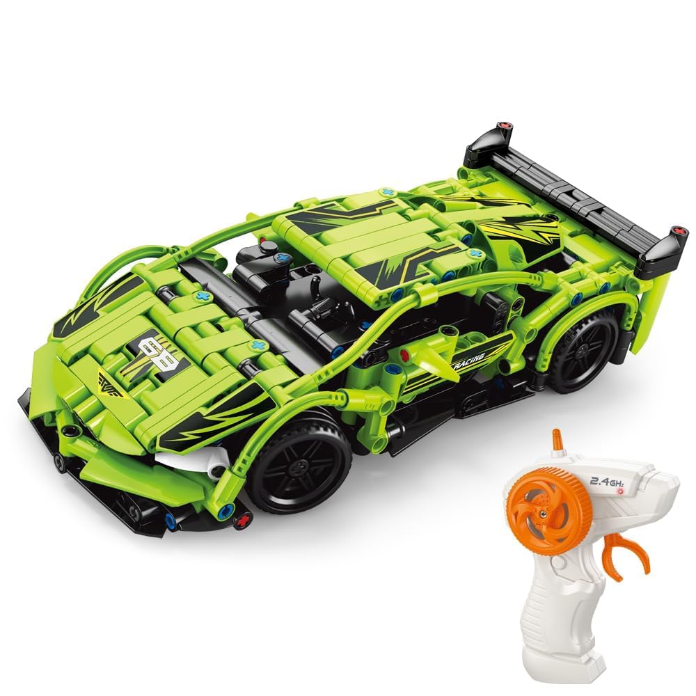 Ruzarth Lamborghini RC Car Kit for Kids & Adults | 2.4GHz Remote Control DIY Sports Car | Rechargeable STEM Building Toy with Openable Doors (Lamborghini Green 428 PCS)-image-21