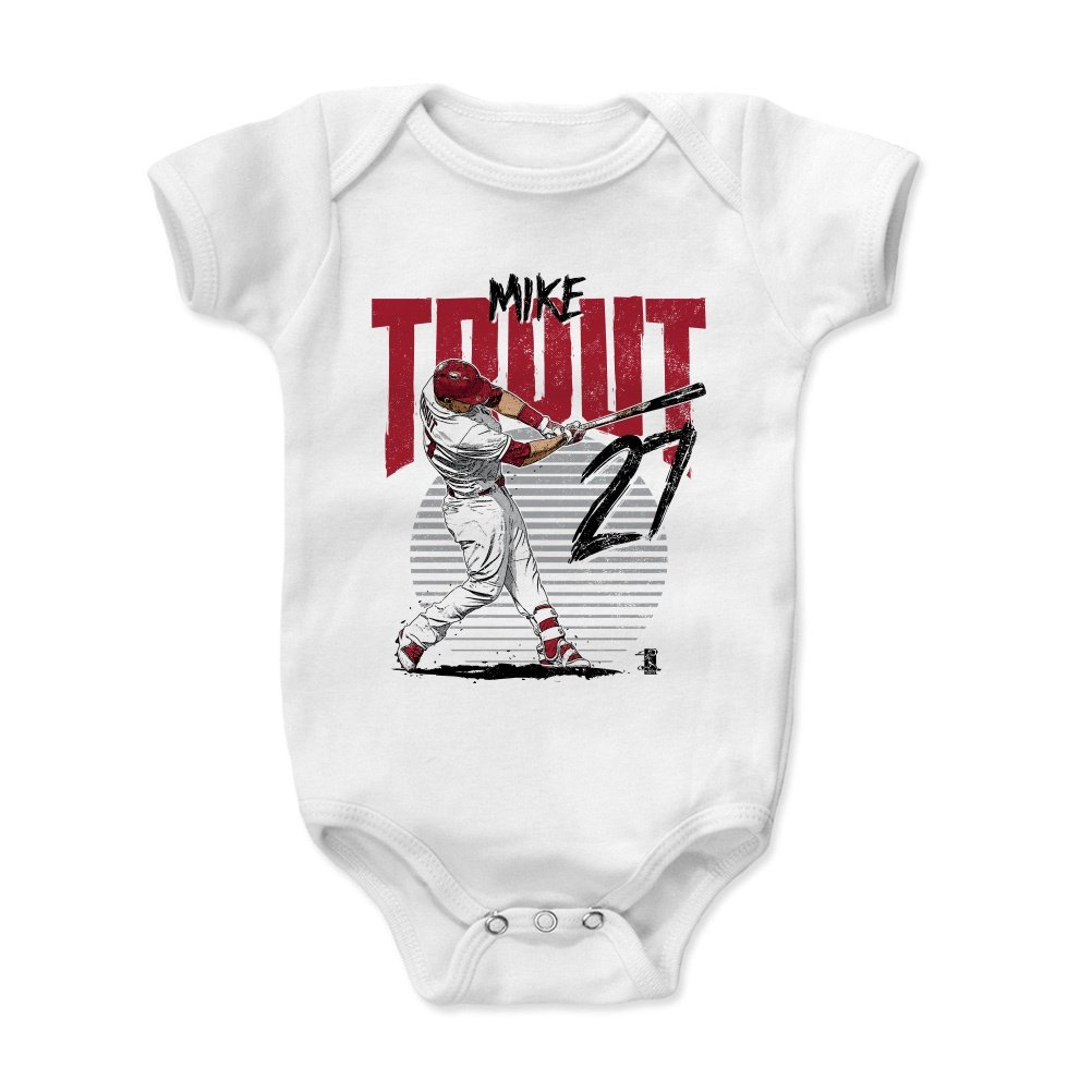 500 LEVEL Mike Trout Baby Infant One Piece Bodysuit (3-6 Months, White) - Mike Trout Rise R