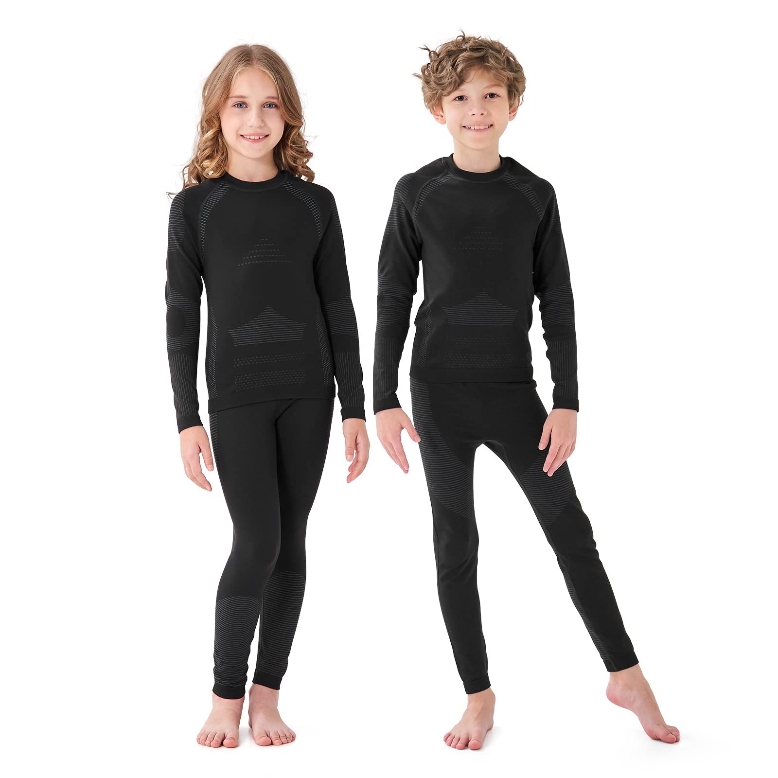Homord Set Intimo Termico Bambino Traspirante Tessuto di Carbone di bambù Intimo Funzionale Set Biancheria Intima Termica Buono per Il Calcio, Lo Sci, l'hockey su Ghiaccio, la Corsa, Il Sonno
