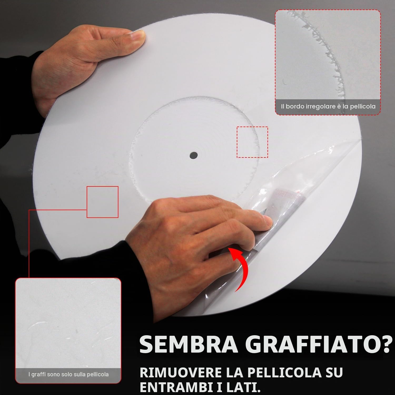 Tappetino per giradischi Slipmat: piatto per giradischi in acrilico Slipmat in vinile per giradischi antistatico più stretto e definito bassi, bianco