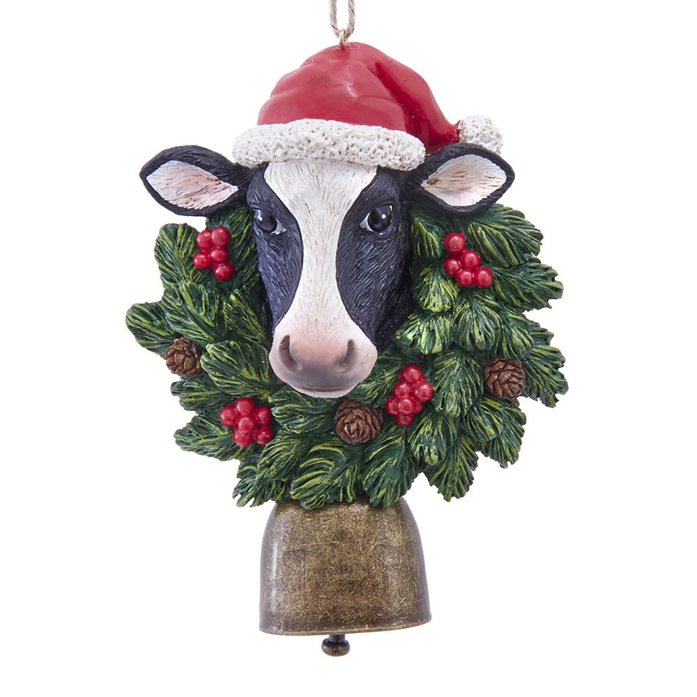 Kurt S. Adler Multi Color Kurt Adler Farm Cow With Cowbell Ornament