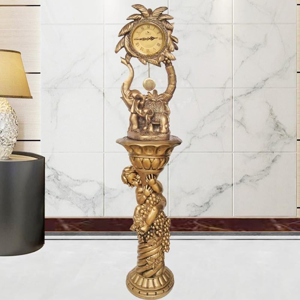 Decorativo Reloj de pie Vertical Adornos Mesa para la Oficina | Reloj Vertical Metal Acabado Envejecido Decoración Vertical(Gold)