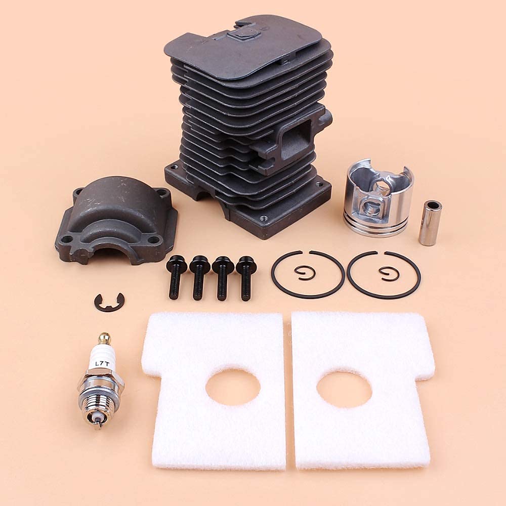 Kit de filtro de aire de tornillo de montaje en bandeja de pistón de cilindro de 38 mm compatible con repuestos de motosierra de gasolina STIHL MS180 018