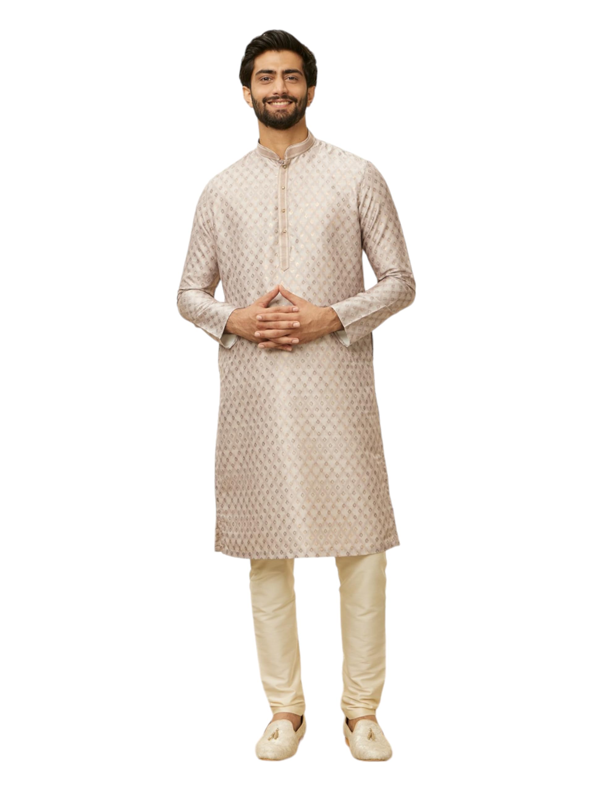 manyavar Men's Art Silk Self Design Kurta Pyjama Set (2pcs)-picture-37