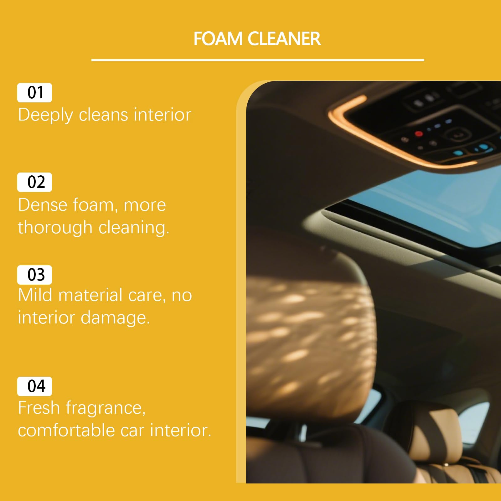 4-in-1-Multi-Schaum-Reiniger & Leder-Conditioner-Kit, Allzweck-Auto-Innenraum-Tiefenreinigungsspray für Sitze, Armaturenbrett, Polsterung & Sofa, No-Rinse-Schaum für Leder, Vinyl & Stoff (6pcs)