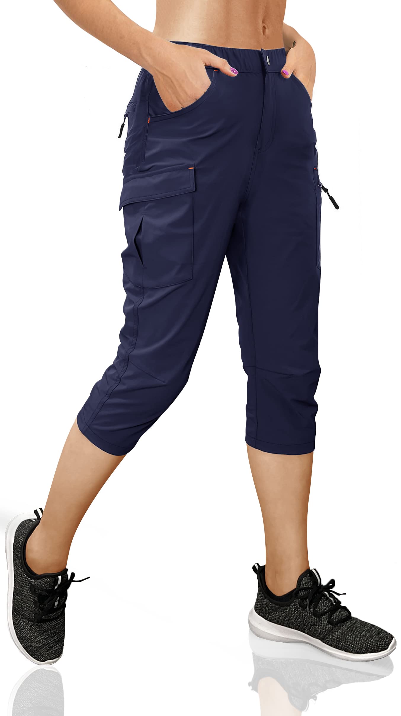 Women's Outdoor Hiking Pants With Cargo Pockets - Quick Dry UPF 50+ Water-Resistant Athletic Pants for Camping and Workout