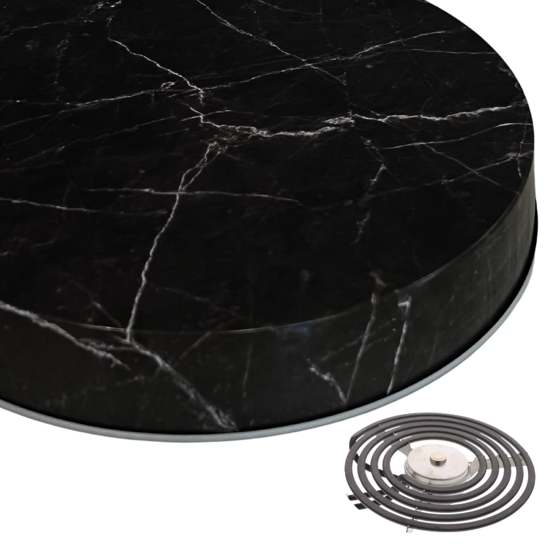 Robbins AriaThe Only SENSI Temp fitting Electric Stove Burner Covers, Set of 4, Coil Protectors, Round, Range, Cooktop, Deep Size, Safety Sensor Fit (DEEP Black Marble)