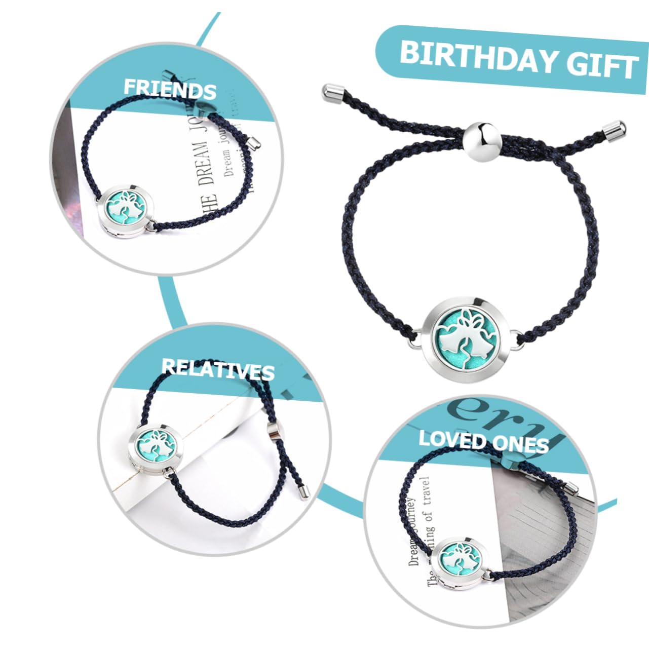 GALPADA 3piezas Pulsera De Aromaterapia Ajustable Difusor De Aceites Esenciales Pulsera Trenzada Para Mujer Para Cumpleaños y Días Especiales
