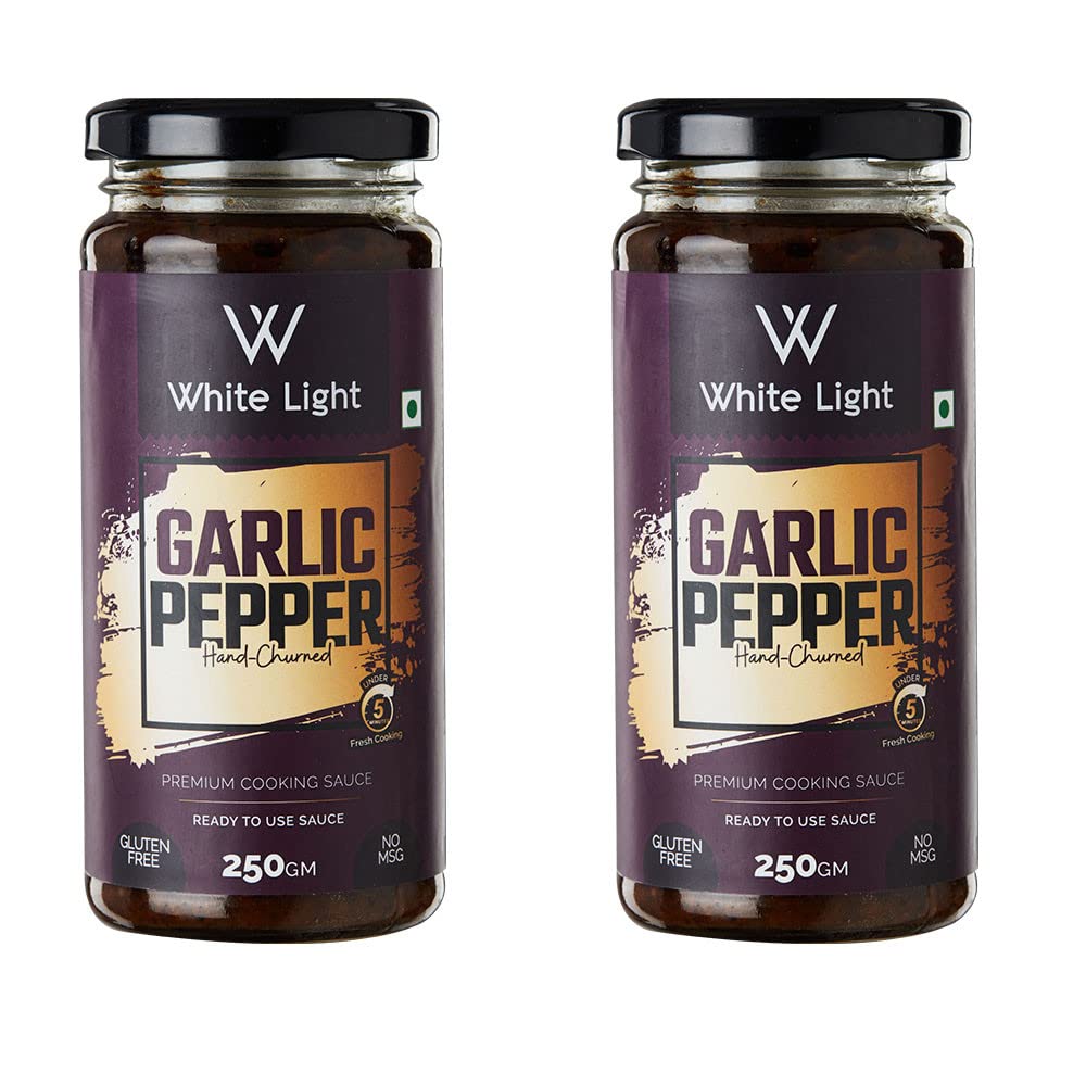 White Light Food Garlic Pepper Sauce l Vegan and Natural Ingredients l Ready to Eat Healthy Food (Pack of 2, 250g Each) (B0C16WM436) Amazon Price History, Amazon Price Tracker