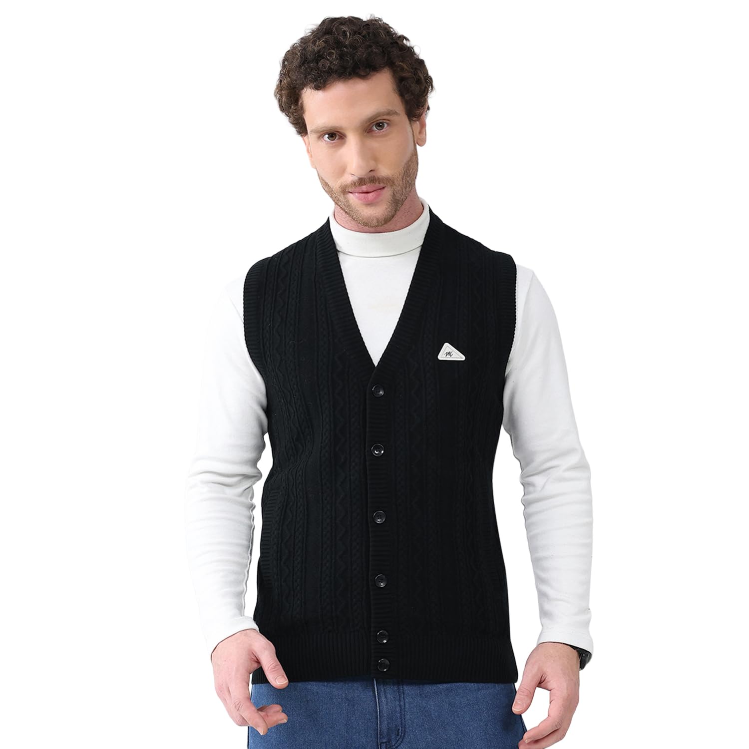 monte carlo Men V Neck Sleeveless Cardigan | Self Design Knitwear Vest | Regular Fit Sweater for Winter Layering & Office Wear (Pack of_1)-picture-34