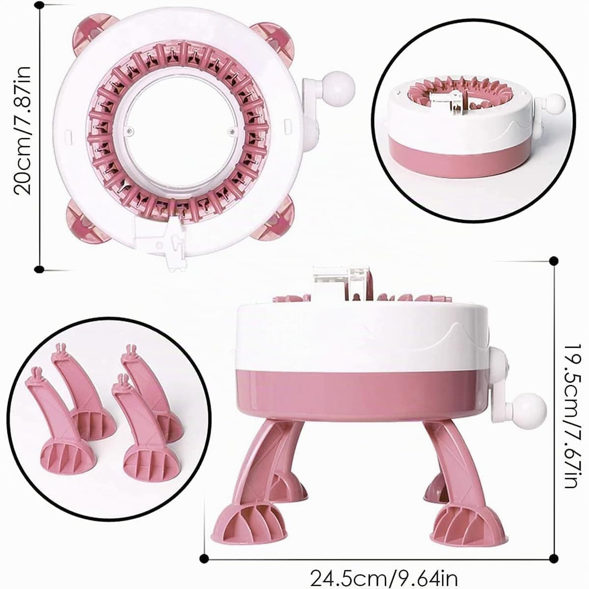 Macchina per Maglieria Circolare a 22 Aghi Telaio Intelligente per Maglieria Kit per Maglieria Fai da Te a Doppia Faccia Rotante per Sciarpe, Cappelli, Calzini, Vestiti e Altro