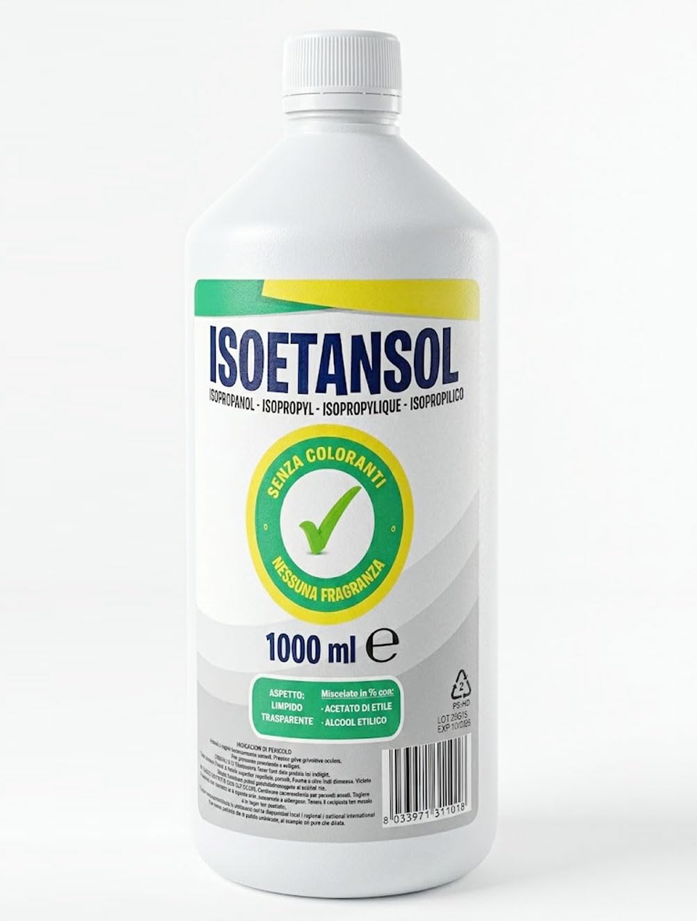 IPA ISOETANSOL 100AE, Isopropanolo, Alcool Isopropilico, Pulizia Stampanti 3D, Elettronica, Detergente per Vaschette ad Ultrasuoni, Multiuso (6, 1 LITRO)
