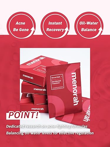 Miniatura 6 de menorah Mascarillas de rescate con tratamiento antimanchas (4 hojas) - Máscara facial con extractos de granada y alcachofa, equilibrio aceite-agua,