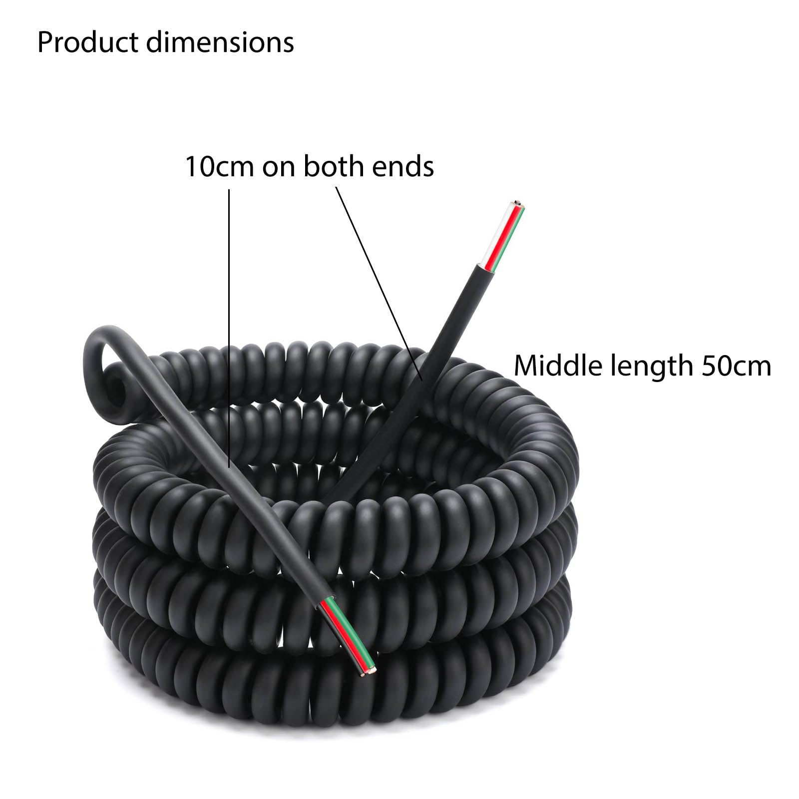 Cable retráctil de grado industrial de 4 conductores en espiral de 18 AWG, cable retráctil, cable de extensión de alimentación, cable elástico