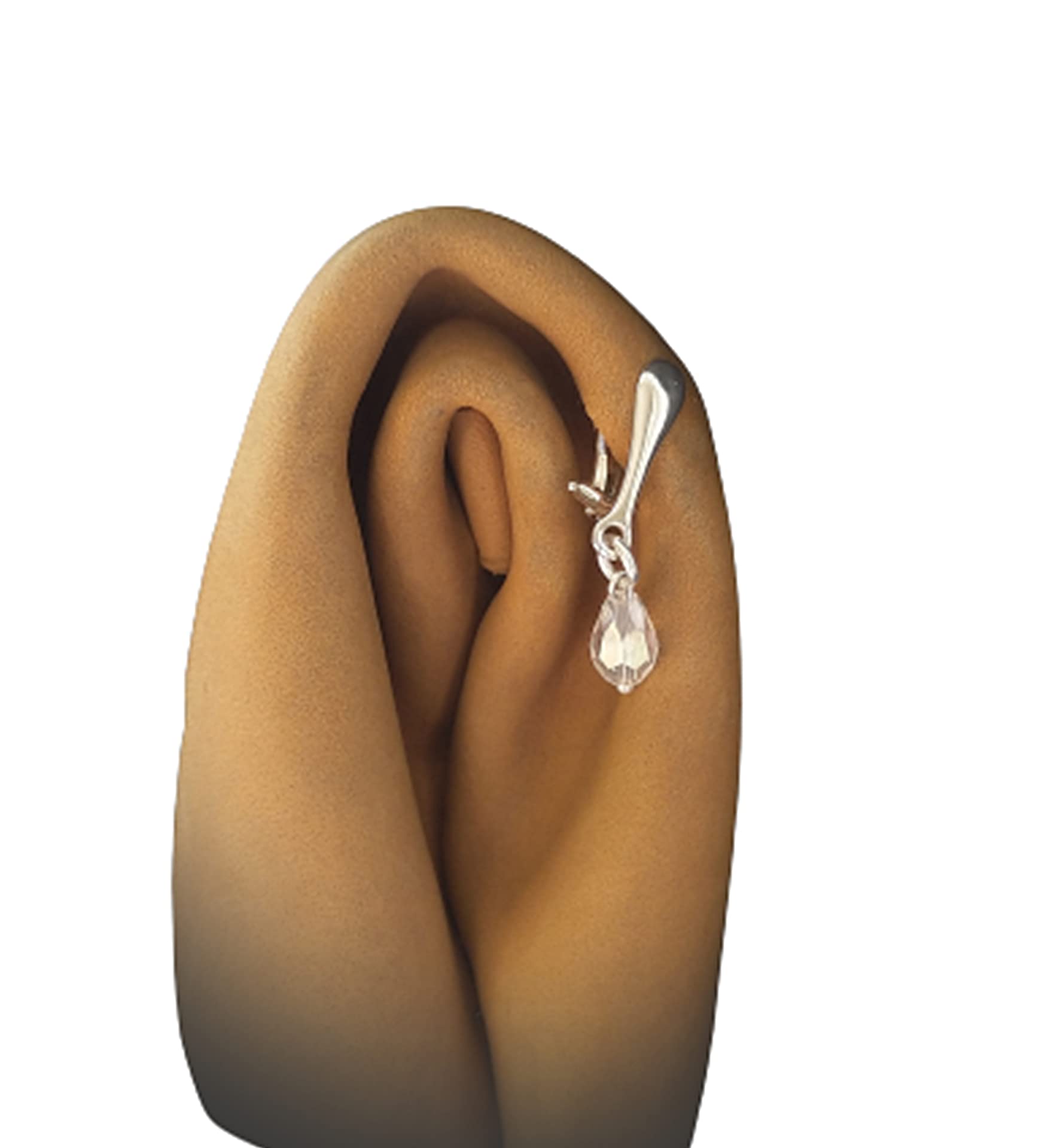 SilverBuds1 pcs Sterling silver Faux piercing with crystal Handmade