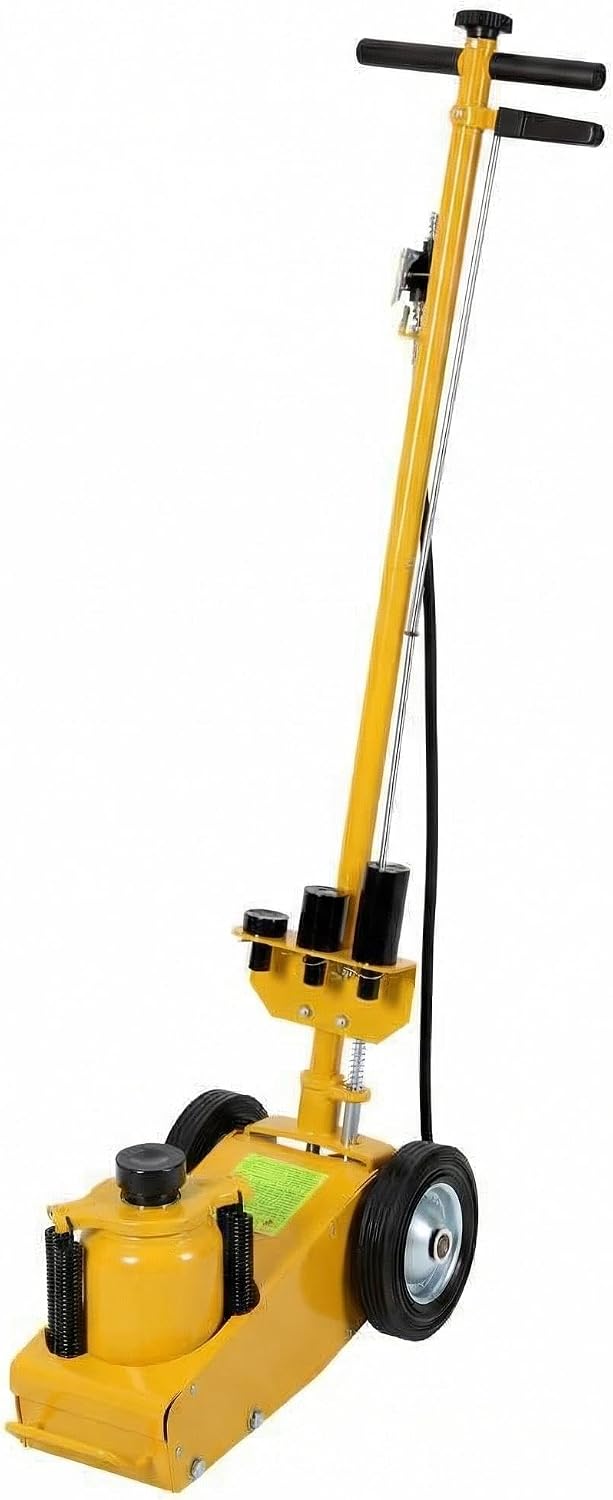 GarveeTech 22 Ton Air Hydraulic Floor Jack for Heavy Duty Trucks & Tractors – Low Profile (9"-17.7"), 4 Adapters, 46" Adjustable Handle – 44,000 Lbs Capacity