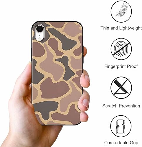 Miniatura 6 de Paquete de 2 fundas de teléfono de camuflaje marrón militar para iPhone XR de 6.1 pulgadas, diseño fresco y duradero, patrón de bandera