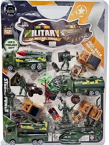 Fitto- Military Corps Army Car Set - Durable Toy Cars for Imaginative Play