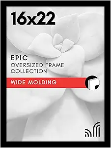 Americanflat 16x22 Picture Frame with Polished Plexiglass - Black Picture Frame - Wide Photo Frames Made of Engineered Wood for Vertical or Horizontal Wall Display - Epic Collection - Black