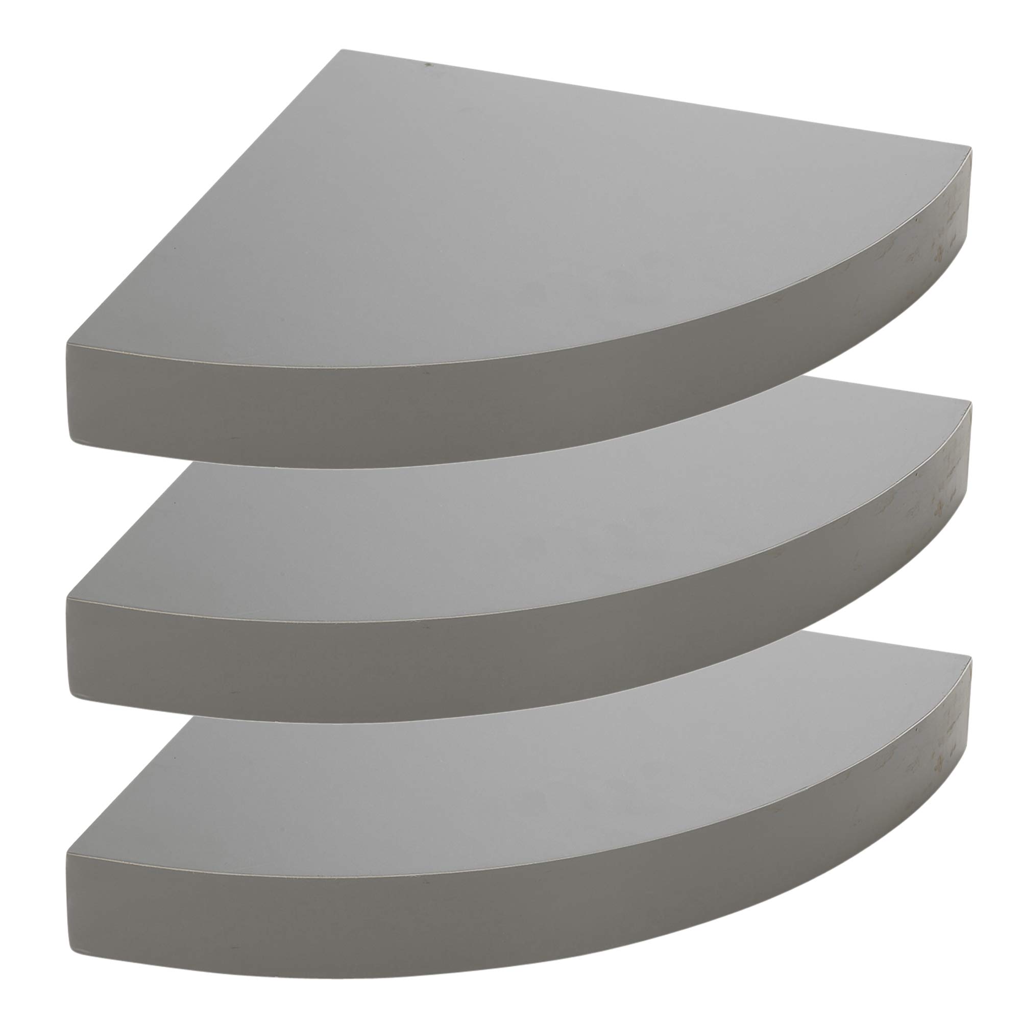 URBNLIVING 3 x Floating Wooden Wall Mounting Corner Shelf Display Unit (Grey)