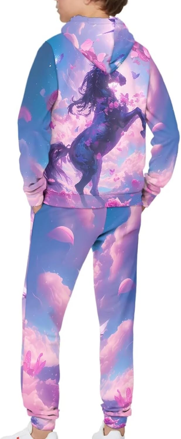 Pensura 2 PCS Outfit Boys Girls Pullover Hoodie & Jogger Pants Set for Kids Tracksuit Set