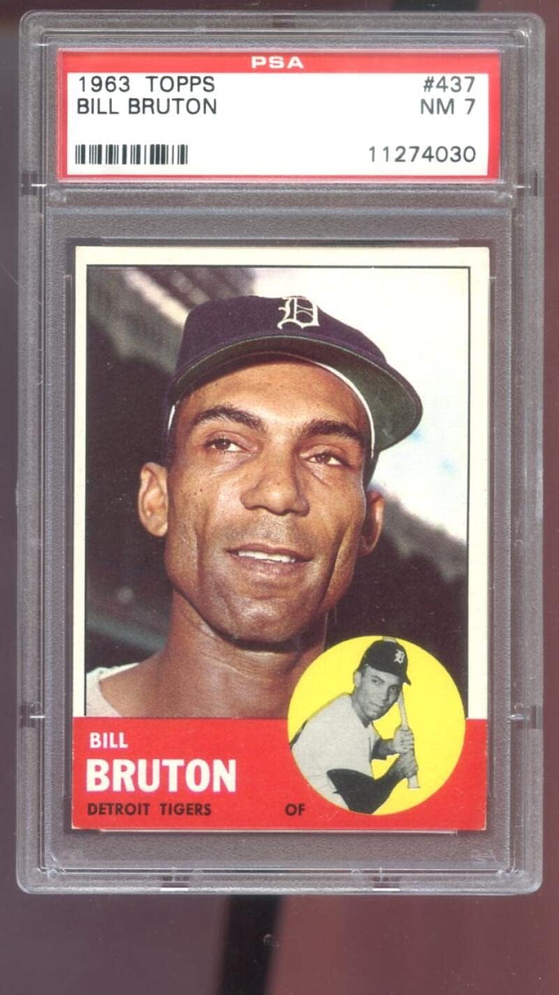 1963 Topps #437 Bill Bruton PSA 7 Graded Baseball Card MLB NM Detroit Tigers