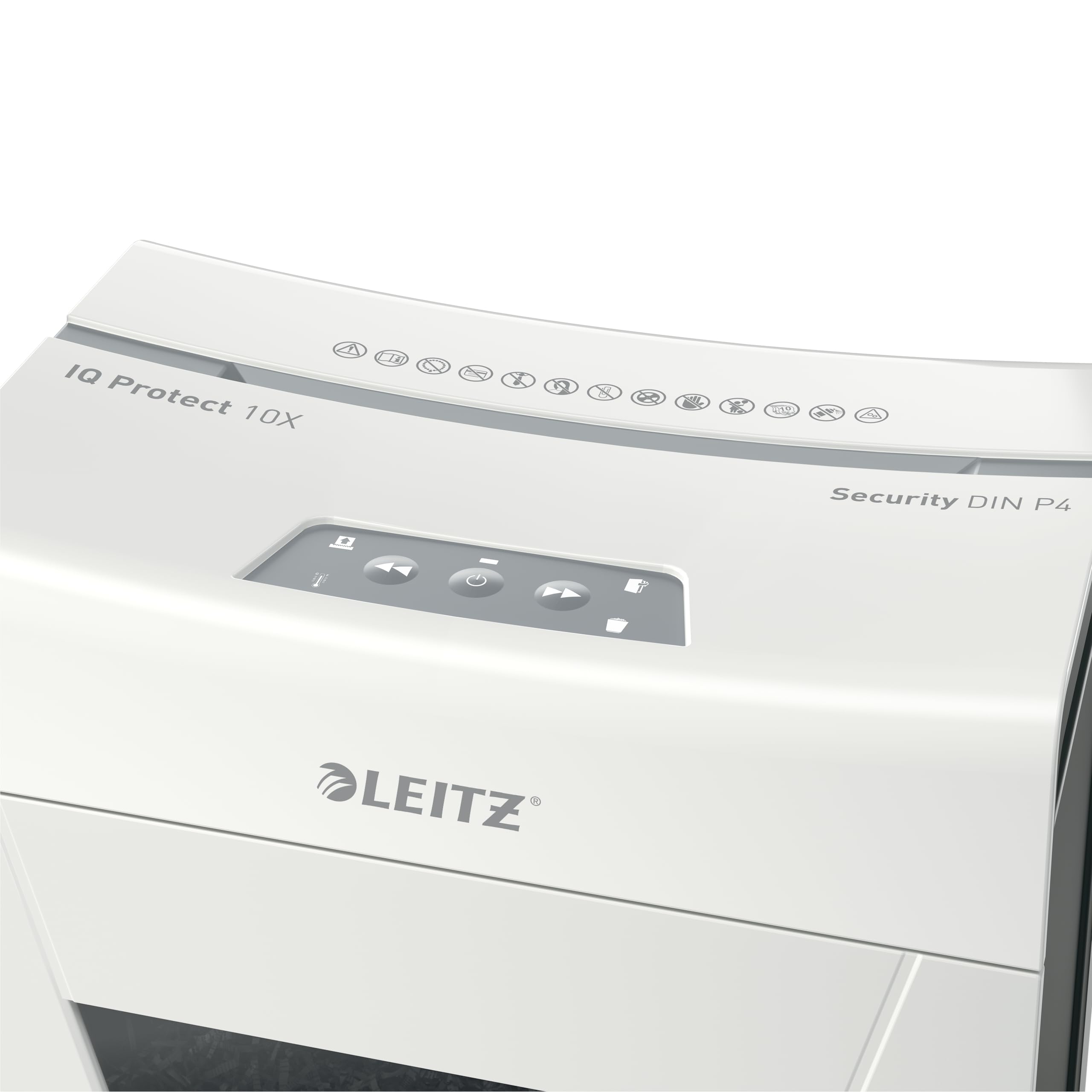 Leitz IQ Protect Premium 10X, Distruggidocumenti Manuale Personal, 11-10 Fogli (70-80 gr/mq), Taglio a Frammenti, Sicurezza P-4, Capacità 18 litri, 80920000