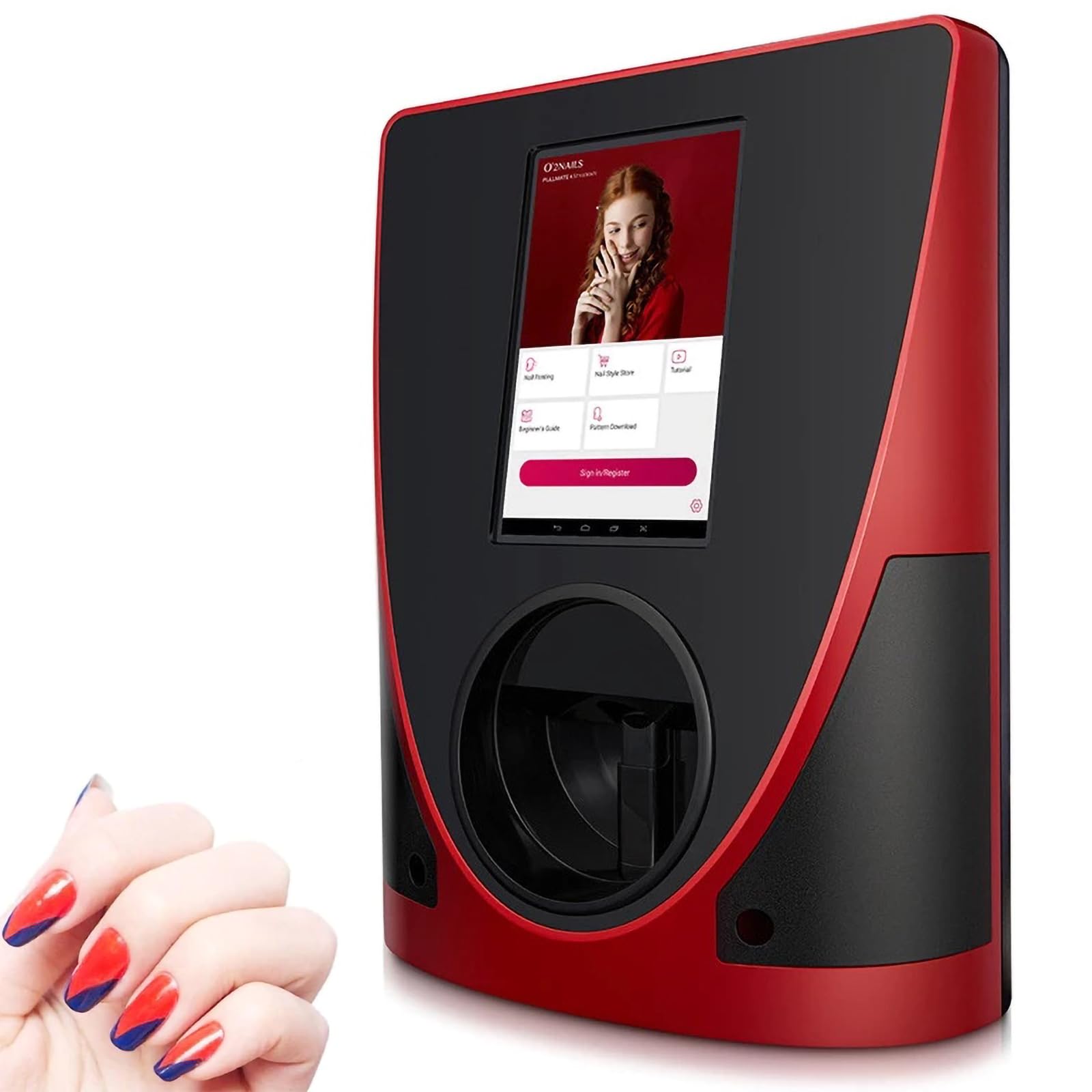 FKNFGTWO Smart Home Nail Machine, Automatic 3D Nail Printer, Printing Resolution 2400 Dpi, 10.1 Head HD Screen, DIY Self-Service