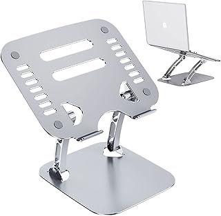 TECHGEAR Laptop Stand with Double Arm, Ergonomic Adjustable Laptop Riser Desk Stand for Collaborative Work, with Heat-Vent, Foldable for Easy Storage, Fits MacBook & All Laptops up to 17 inches