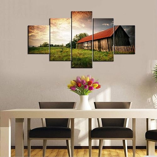 Vista 357 de Paisaje de 5 piezas pintura sobre lienzo